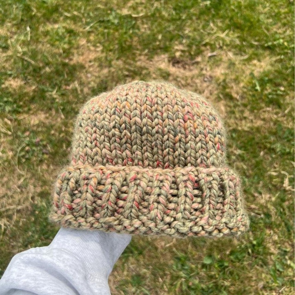 Hand knit chunky beanie, Marsh Knit
